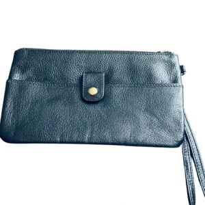 LODIS 100% BLACK LEATHER MINI BAG CLUTCH WALLET PURSE WOMEN